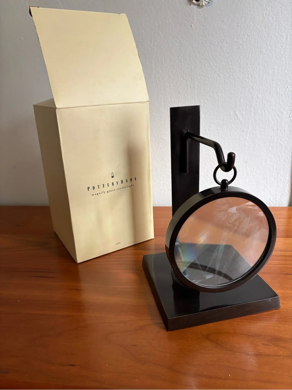 Pottery Barn Vintage Magnifying Glass Candlelight with Box